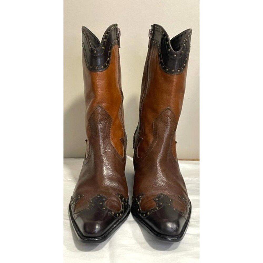 Stuart Weitzman Leather Colorblock Pattern Wester… - image 1